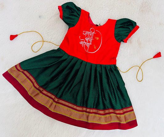 Ganpati Special Traditional Frock for Girls