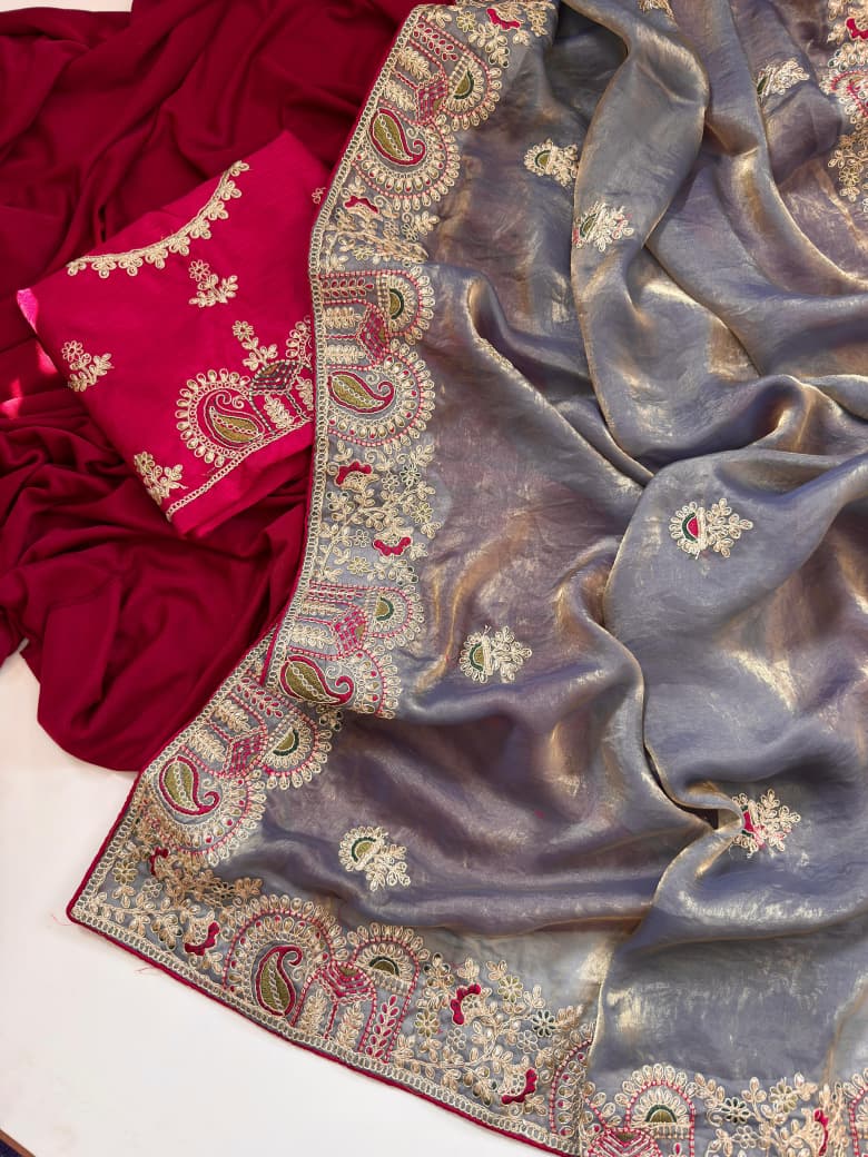 🌟Royal Fandy sattin silk Saree✨