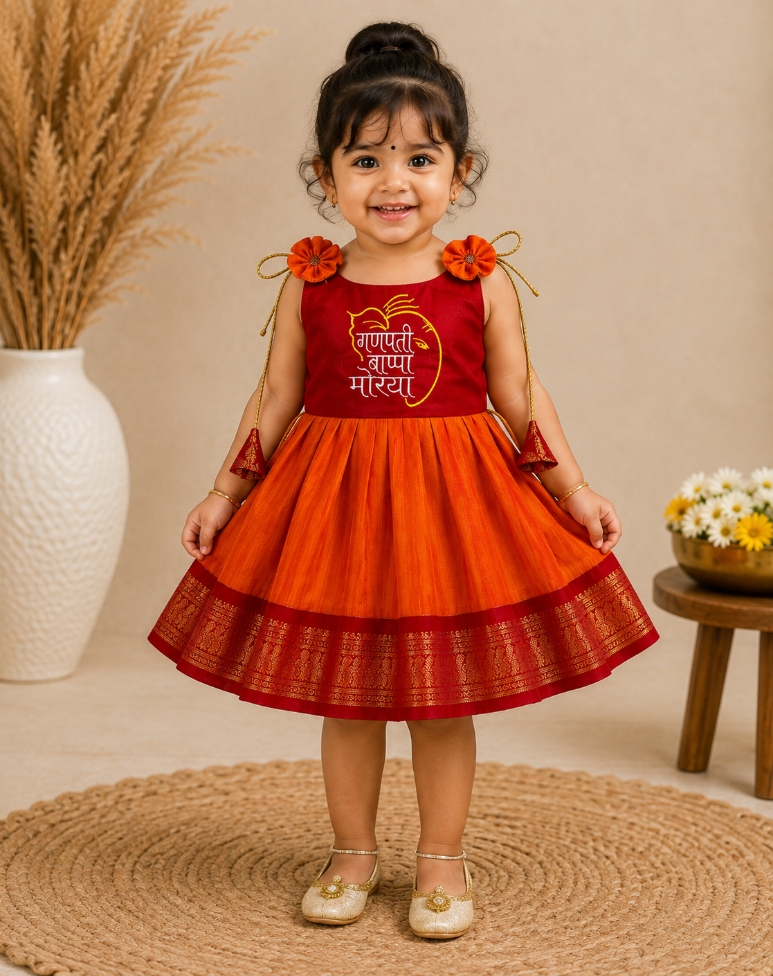 Ganpati Special Traditional Frock for Girls