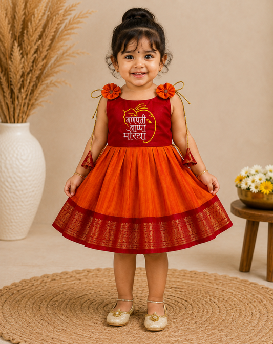 Ganpati Special Traditional Frock for Girls