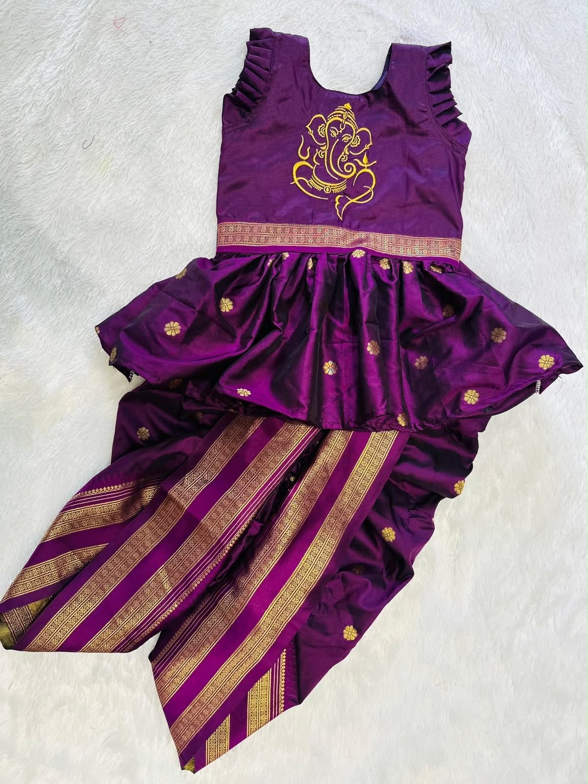 Purple Ganpati Traditional Dress for Girls